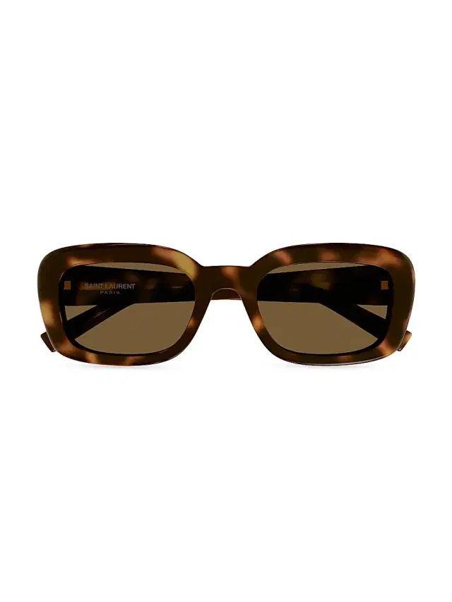 Saint Laurent Women's Monogram Perle Rectangular Sunglasses - Havana