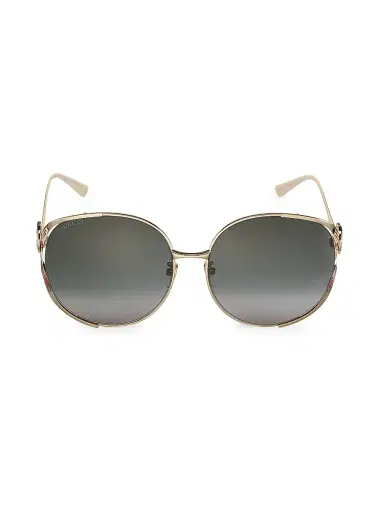 Gucci Women's Fork 63MM Round Sunglasses - Gold Grey | Thumbnail 2 Gucci Women's Fork 63MM Round Sunglasses - Gold Grey | Thumbnail 2