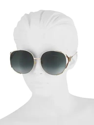Gucci Women's Fork 63MM Round Sunglasses - Gold Grey | Thumbnail 4 Gucci Women's Fork 63MM Round Sunglasses - Gold Grey | Thumbnail 4