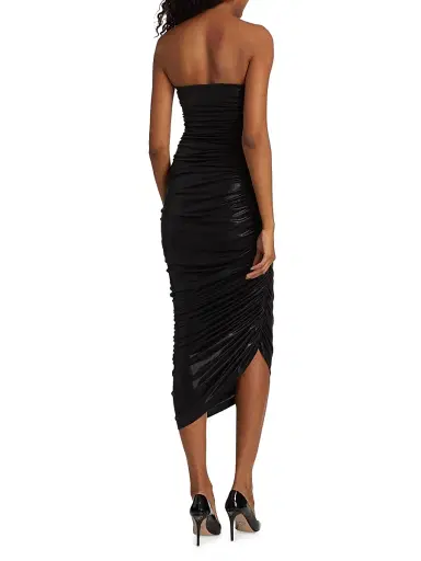 Norma Kamali Women's Diana Strapless Ruched Lamé Dress - Black | Thumbnail 5