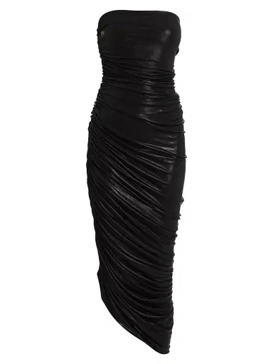 Norma Kamali Women's Diana Strapless Ruched Lamé Dress - Black | Thumbnail 1