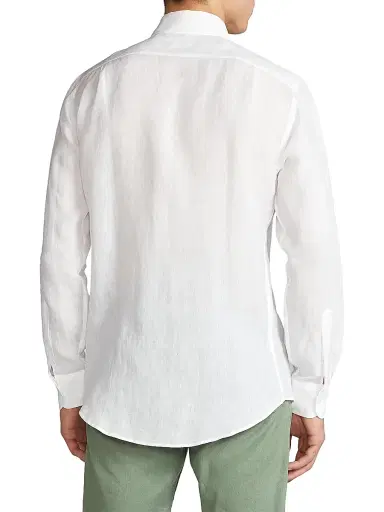 Ralph Lauren Purple Label Men's Classic Linen Sport Shirt - Optic White | Thumbnail 5 Ralph Lauren Purple Label Men's Classic Linen Sport Shirt - Optic White | Thumbnail 5