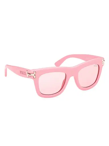 PUCCI Women's 50MM Logo-Detailed Square Sunglasses - Shiny Pink Blush | Thumbnail 8