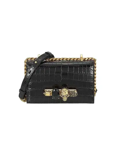 Alexander McQueen Women's Mini Jewelled Satchel In Leather - Black | Thumbnail 1 Alexander McQueen Women's Mini Jewelled Satchel In Leather - Black | Thumbnail 1