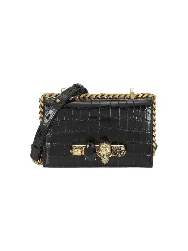 McQueen Women's Mini Jewelled Satchel In Leather - Black