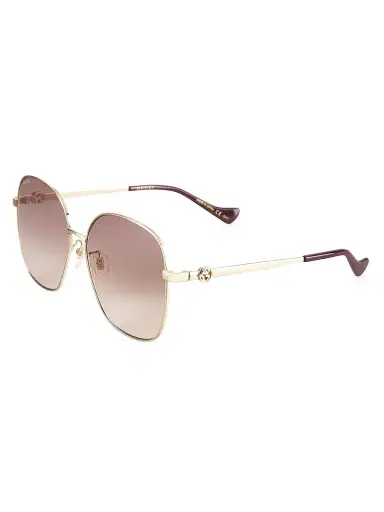 Gucci Women's Cut Out 61MM Square Sunglasses - Gold | Thumbnail 2
