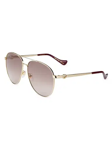 Gucci Women's 61MM Pilot Sunglasses - Gold | Thumbnail 2