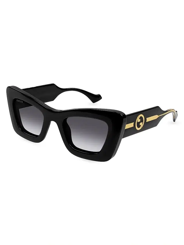 Women's La Piscine 49MM Cat-Eye Sunglasses - Black Grey Gradient
