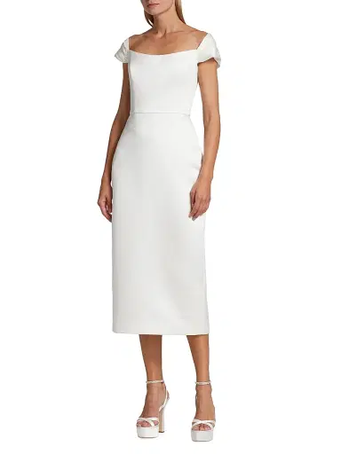 Amsale Women's Mikado Satin & Taffeta Off-The-Shoulder Bridal Dress - Silk White - Size 16 | Thumbnail 3 Amsale Women's Mikado Satin & Taffeta Off-The-Shoulder Bridal Dress - Silk White - Size 16 | Thumbnail 3