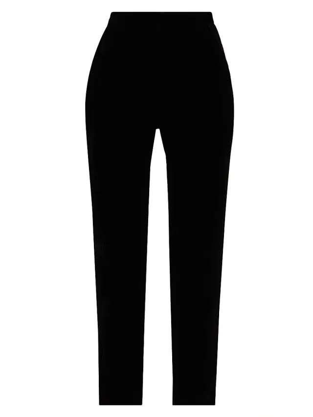 L'AGENCE Women's Rebel Tapered Velvet Trousers - Black