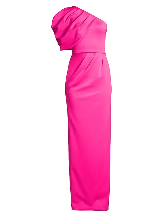 Black Halo Women's Egan One-Shoulder Gown - Iconic Pink