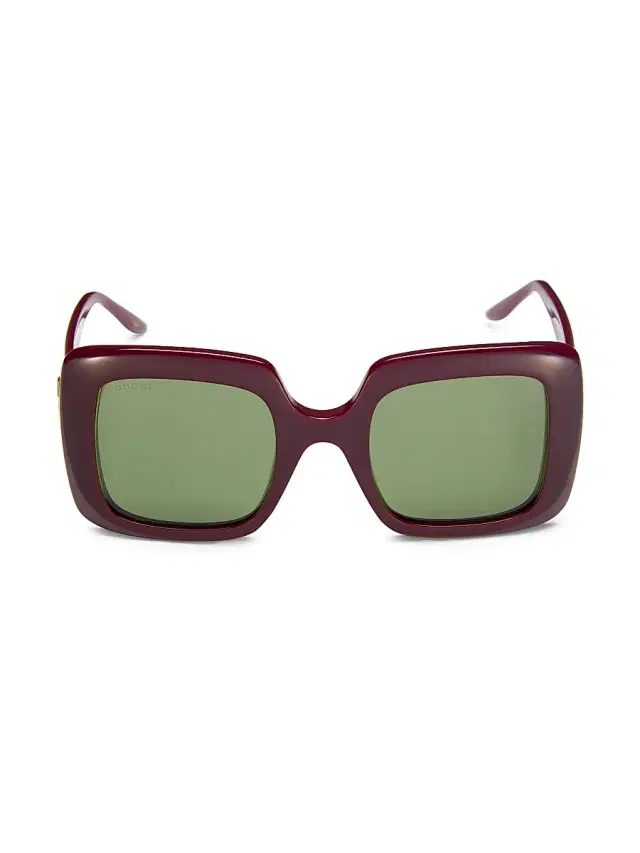 Gucci Women's 52MM Rectangular Squared Sunglasses - Red
