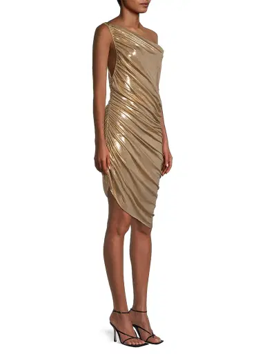 Norma Kamali Women's Diana Metallic One-Shoulder Minidress | Thumbnail 4 Norma Kamali Women's Diana Metallic One-Shoulder Minidress | Thumbnail 4