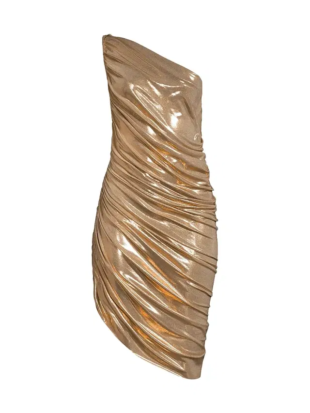 Women's Diana Metallic One-Shoulder Minidress - Gold