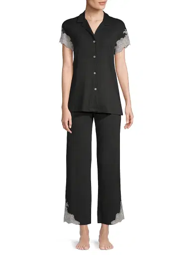 Natori Women's 2-PieceLux Shangrila Pajama Set - Black - Size XL | Thumbnail 3 Natori Women's 2-PieceLux Shangrila Pajama Set - Black - Size XL | Thumbnail 3