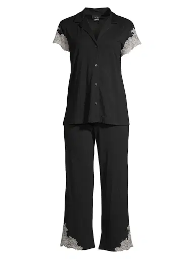 Natori Women's 2-PieceLux Shangrila Pajama Set - Black - Size XL | Thumbnail 1 Natori Women's 2-PieceLux Shangrila Pajama Set - Black - Size XL | Thumbnail 1