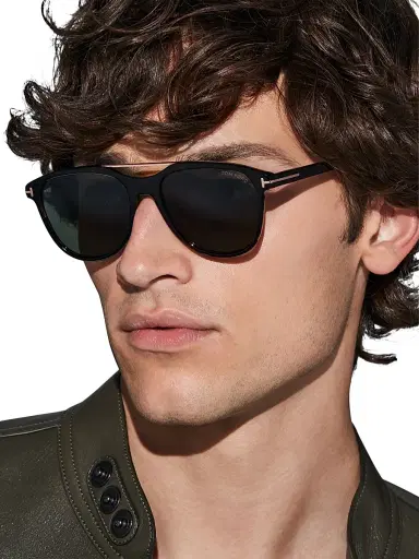 TOM FORD Men's Damian 54MM Pilot Sunglasses - Dark Havana Green | Thumbnail 2