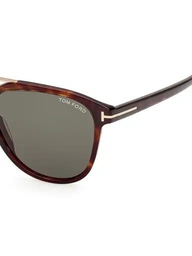 TOM FORD Men's Damian 54MM Pilot Sunglasses - Dark Havana Green | Thumbnail 4