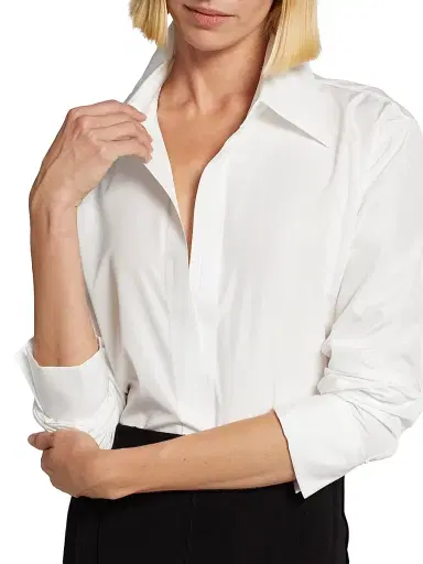 Norma Kamali Women's Long-Sleeve Shirt - Snow White | Thumbnail 6 Norma Kamali Women's Long-Sleeve Shirt - Snow White | Thumbnail 6