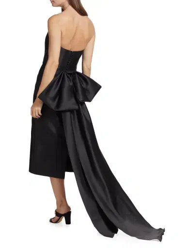 Amsale Women's Pointed Strapless Bow Cocktail Dress - Black | Thumbnail 1 Amsale Women's Pointed Strapless Bow Cocktail Dress - Black | Thumbnail 1
