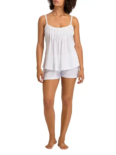 Hanro Women's Two-Piece Juliet Short Pajama Set - White - Size Large | Thumbnail 2
