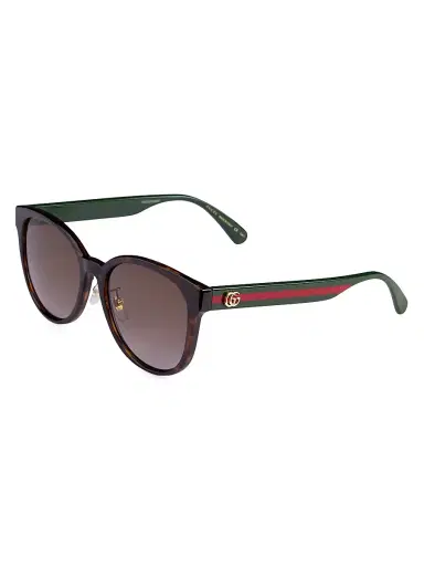 Gucci Women's 56MM Round Sunglasses - Havana Green Brown | Thumbnail 2