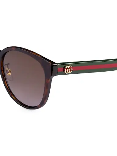 Gucci Women's 56MM Round Sunglasses - Havana Green Brown | Thumbnail 3