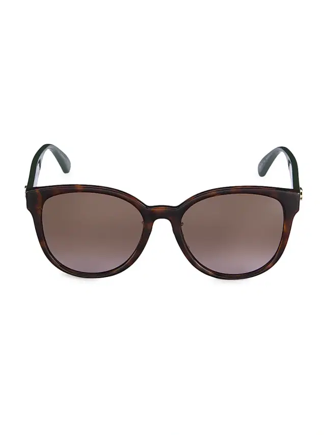 Gucci Women's 56MM Round Sunglasses - Havana Green Brown