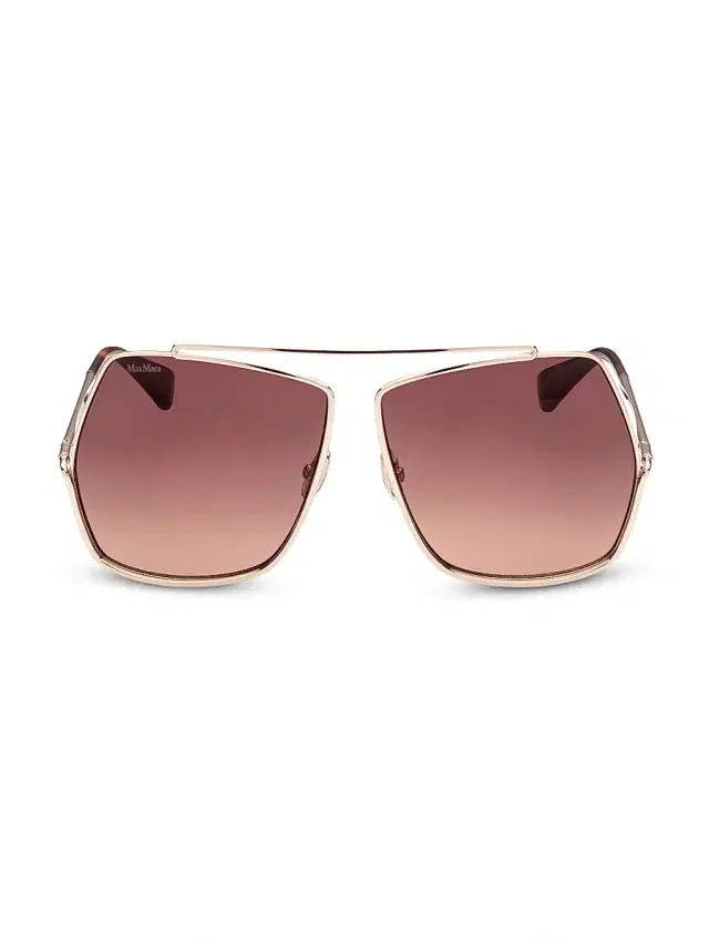 Max Mara Women's 64MM Geometric Sunglasses - Rose Gold
