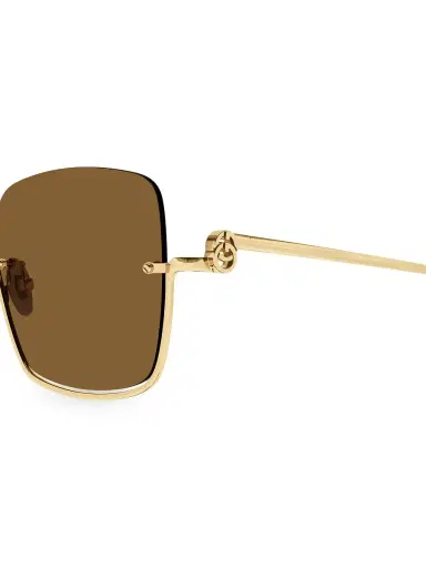 Gucci Women's GG Upside Down Square Sunglasses - Gold | Thumbnail 2 Gucci Women's GG Upside Down Square Sunglasses - Gold | Thumbnail 2