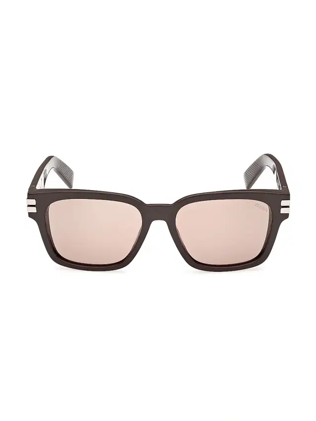ZEGNA Men's 55MM Rectangular Sunglasses - Dark Brown Light Taupe
