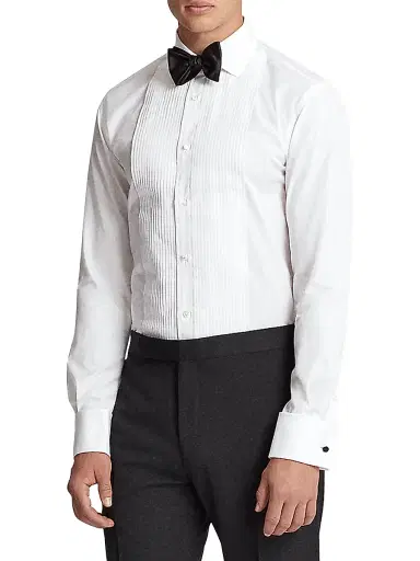 Ralph Lauren Purple Label Men's Aston Poplin Tuxedo Shirt - White | Thumbnail 3