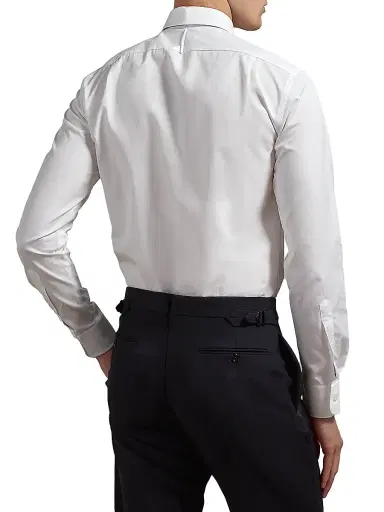 Ralph Lauren Purple Label Men's Aston Poplin Tuxedo Shirt - White | Thumbnail 4