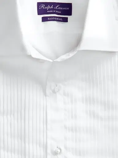 Ralph Lauren Purple Label Men's Aston Poplin Tuxedo Shirt - White | Thumbnail 6