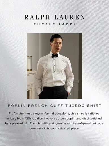 Ralph Lauren Purple Label Men's Aston Poplin Tuxedo Shirt - White | Thumbnail 7