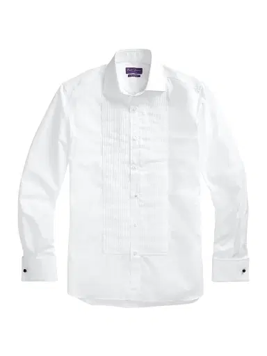 Ralph Lauren Purple Label Men's Aston Poplin Tuxedo Shirt - White | Thumbnail 1