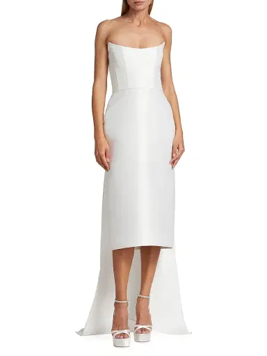 Amsale Women's Bow-Back Mikado Satin Bridal Dress | Thumbnail 3 Amsale Women's Bow-Back Mikado Satin Bridal Dress | Thumbnail 3
