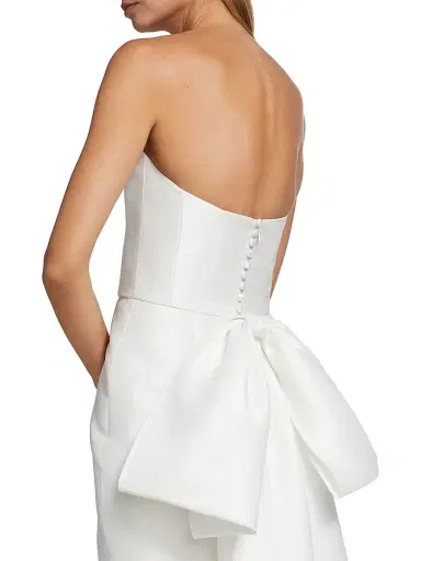 Amsale Women's Bow-Back Mikado Satin Bridal Dress | Thumbnail 6 Amsale Women's Bow-Back Mikado Satin Bridal Dress | Thumbnail 6