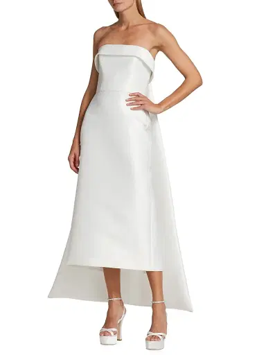 Amsale Women's Mikado Satin Tea-Length Bridal Dress | Thumbnail 3 Amsale Women's Mikado Satin Tea-Length Bridal Dress | Thumbnail 3