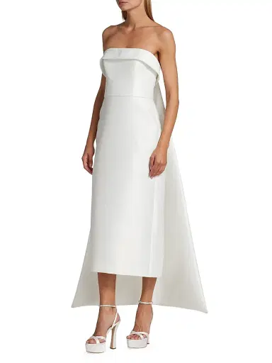 Amsale Women's Mikado Satin Tea-Length Bridal Dress | Thumbnail 4 Amsale Women's Mikado Satin Tea-Length Bridal Dress | Thumbnail 4