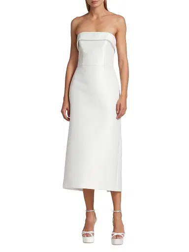 Amsale Women's Mikado Satin Tea-Length Bridal Dress | Thumbnail 6 Amsale Women's Mikado Satin Tea-Length Bridal Dress | Thumbnail 6