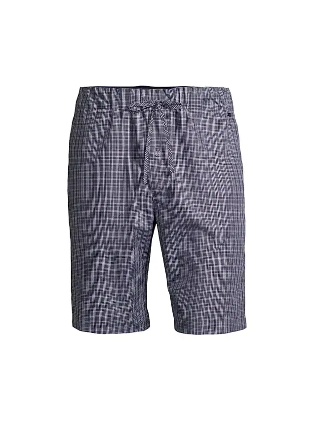 Hanro Woven Cotton Shorts - Grey Check