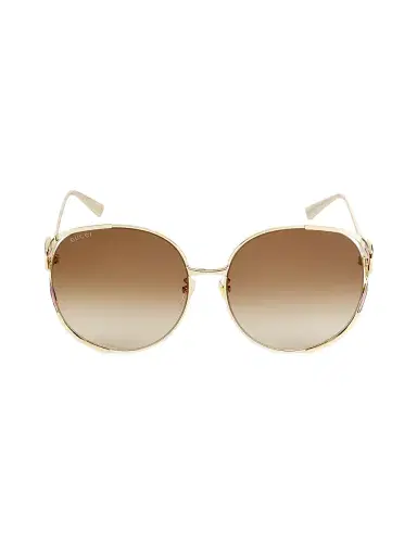 Gucci Women's Fork 63MM Round Sunglasses - Gold | Thumbnail 2 Gucci Women's Fork 63MM Round Sunglasses - Gold | Thumbnail 2
