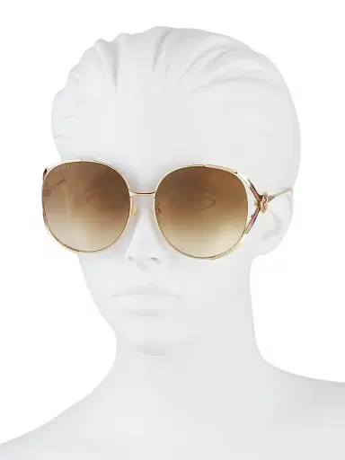 Gucci Women's Fork 63MM Round Sunglasses - Gold | Thumbnail 4 Gucci Women's Fork 63MM Round Sunglasses - Gold | Thumbnail 4