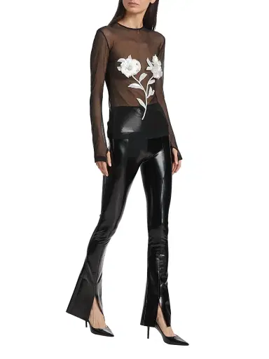 Norma Kamali Women's Floral Embroidered Mesh Top | Thumbnail 2 Norma Kamali Women's Floral Embroidered Mesh Top | Thumbnail 2