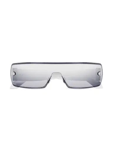 Alaïa Women's Lettering Logo 99MM Shield Sunglasses - Silver Grey | Thumbnail 2