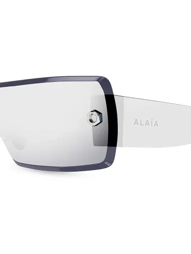 Alaïa Women's Lettering Logo 99MM Shield Sunglasses - Silver Grey | Thumbnail 3