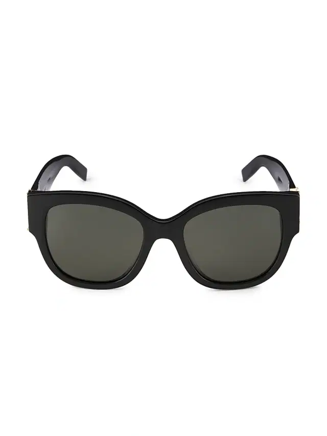 Saint Laurent Women's Monogram Acetate 56MM Cat-Eye Sunglasses - Black