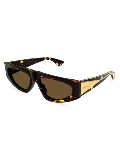 Bottega Veneta Women's Nude Triangle 57MM Geometric Sunglasses - Havana Brown | Thumbnail 1