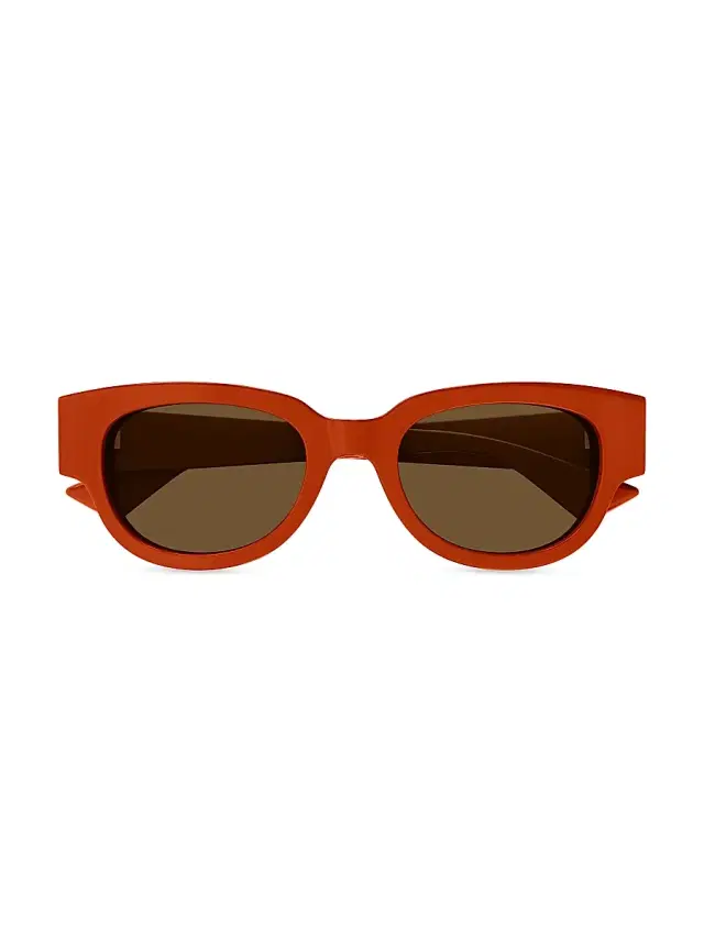 Bottega Veneta Women's Nude Triangle 52MM Cat-Eye Sunglasses - Orange Brown